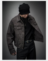 Washed Grey Boxy Denim Jacket