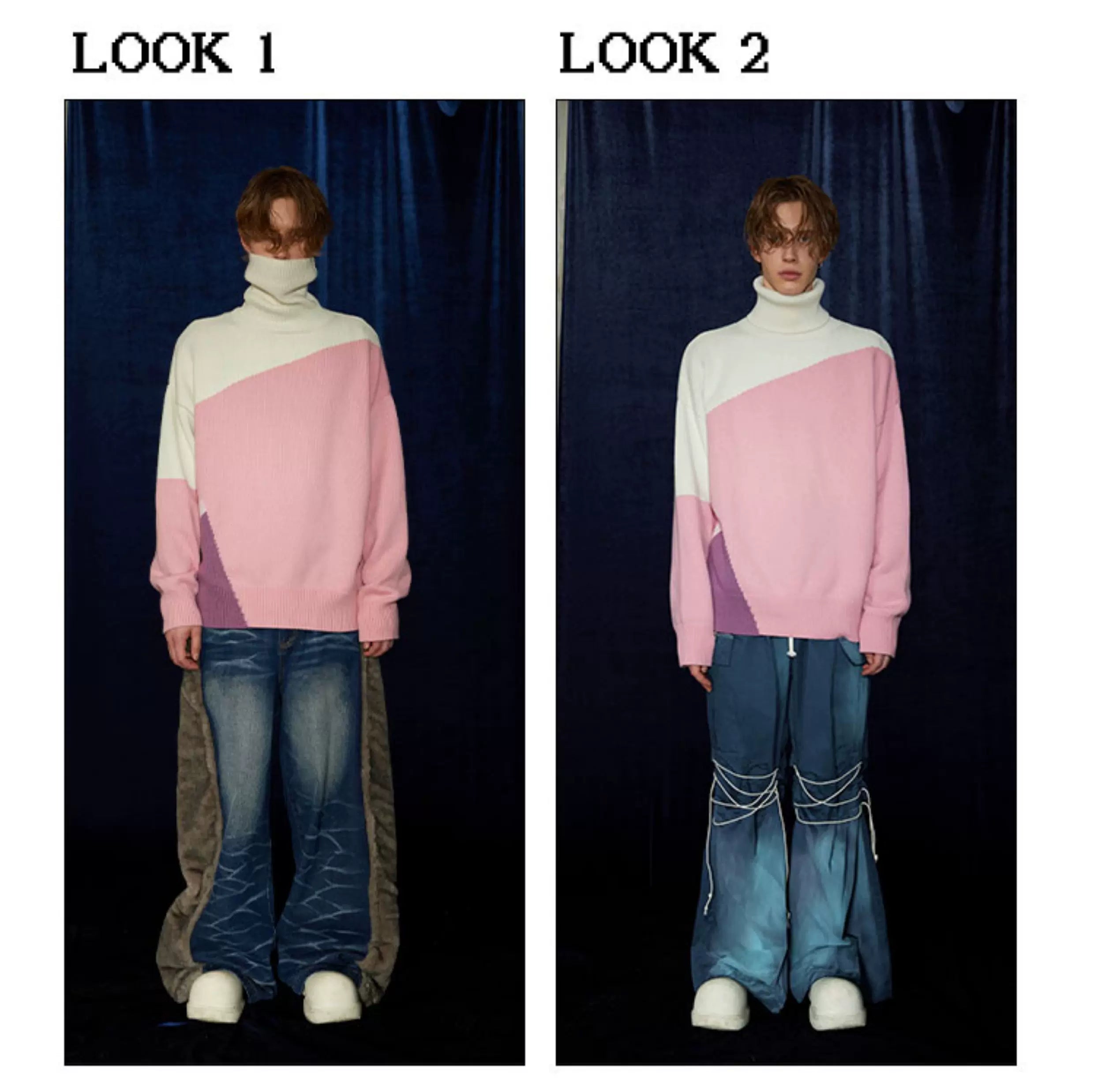 Mid-length Thick Wool Blend Turtleneck Sweater