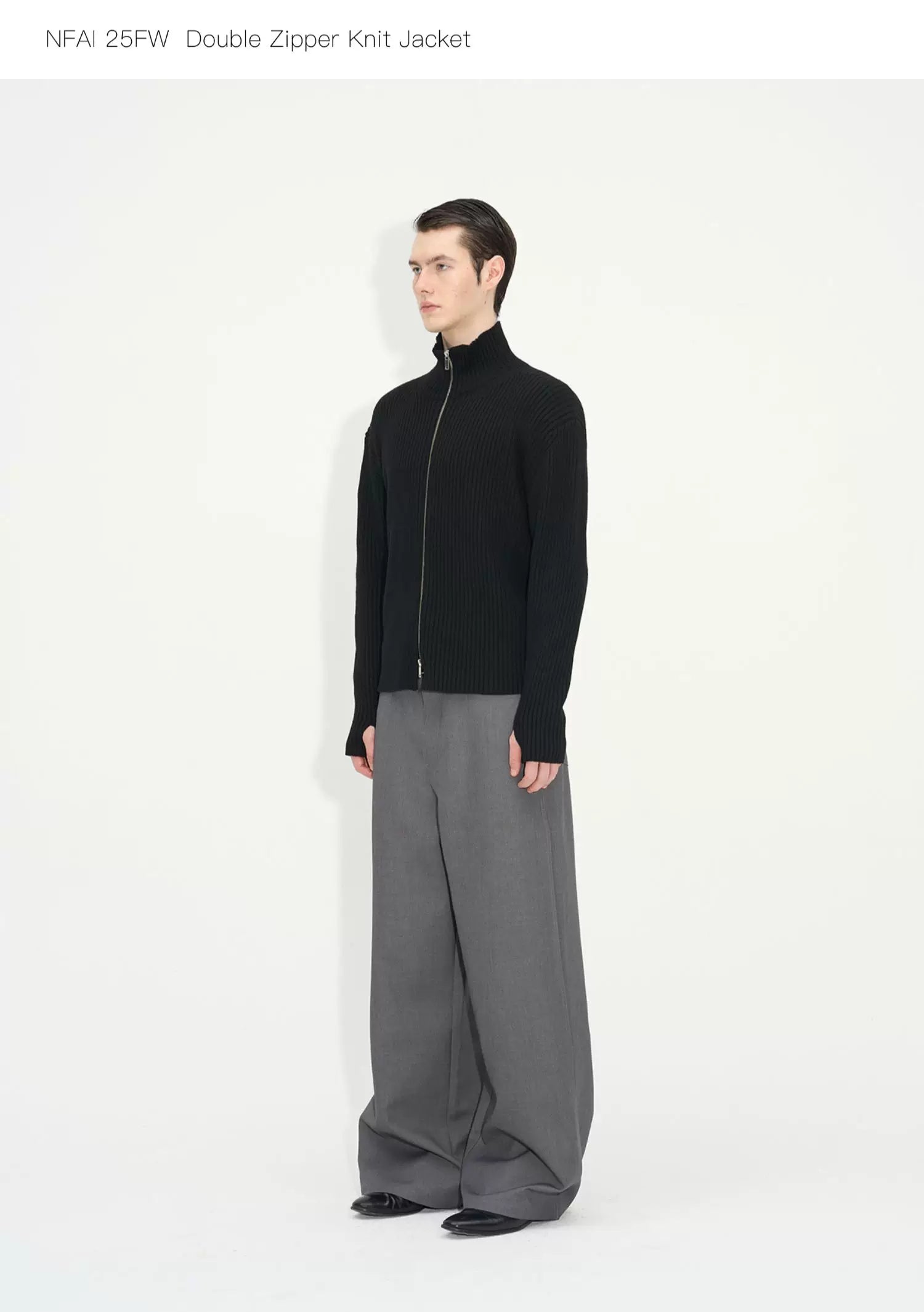 Double Zipper Thick Wool Knitted Jacket