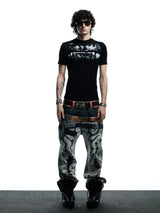 Printed Fitted Wool Blend T-shirt