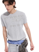 Gray Distressed Jacquard Slim Knit Tee