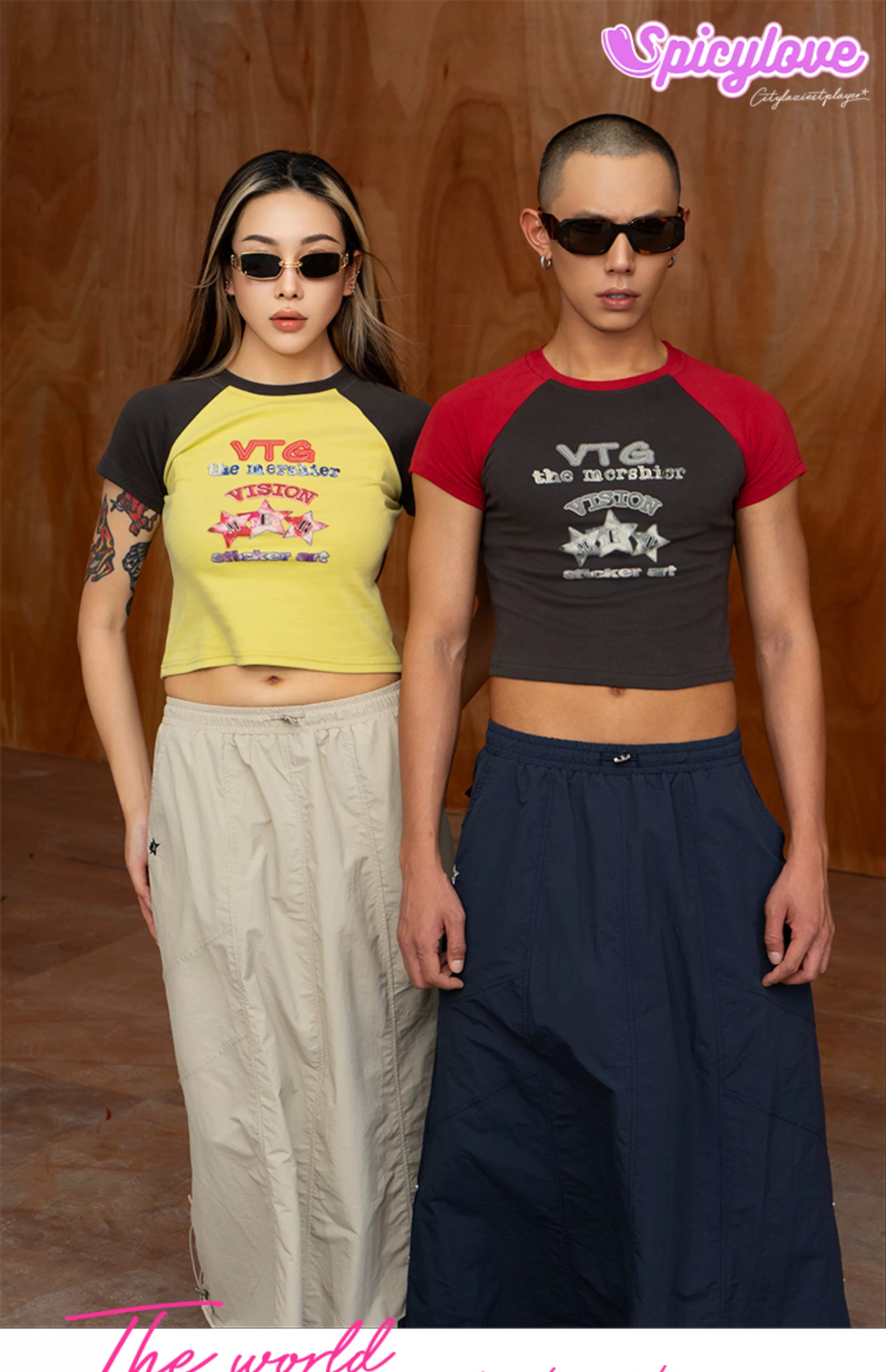 Unisex Elastic Waist Drawstring A-line Skirts