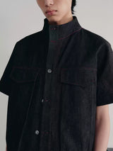 Stand Collar Denim Shirts With Pockets