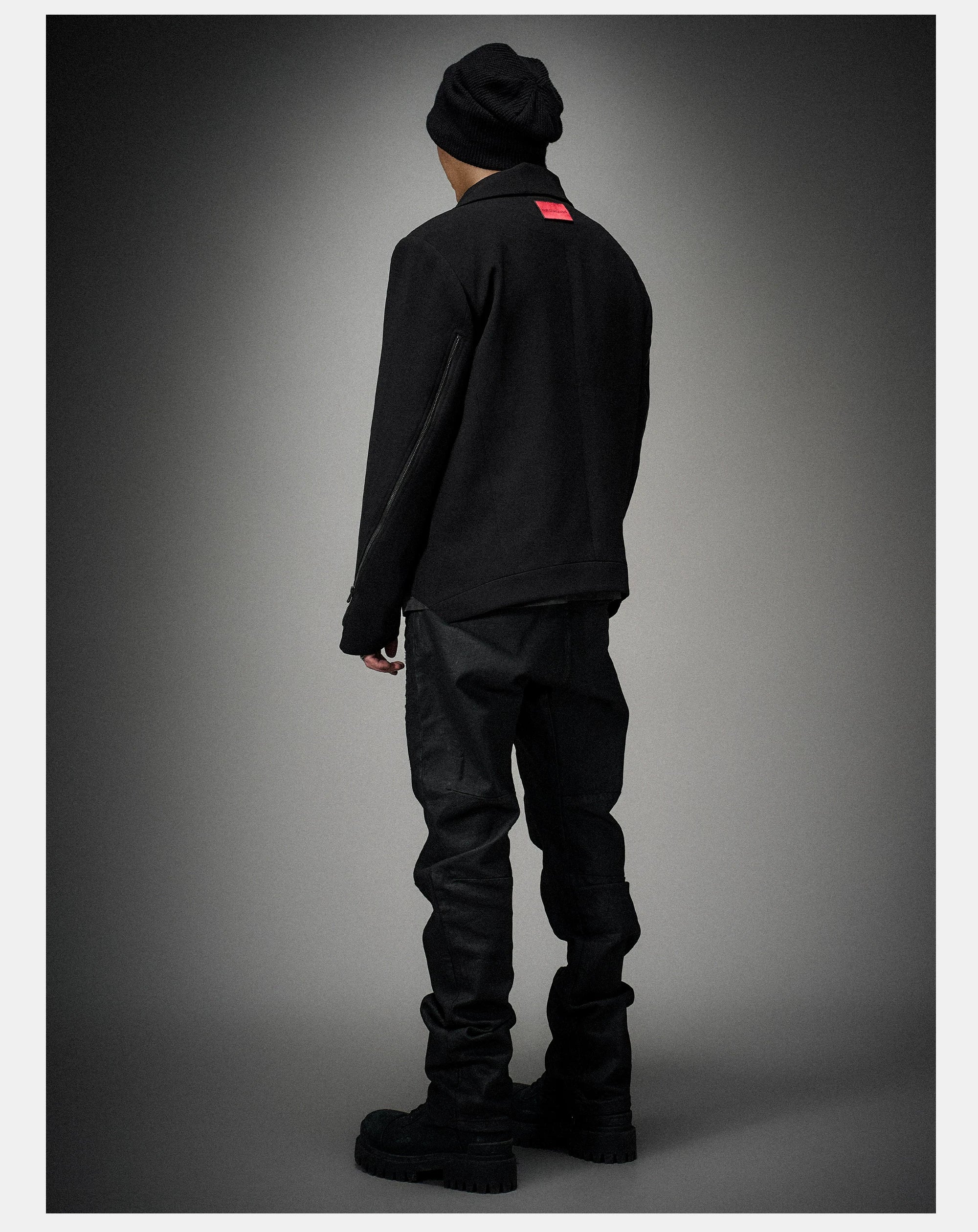 Dark Matte High Collar Zip Jacket