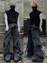 Vintage Deconstructed Washed Wide Leg Jeans