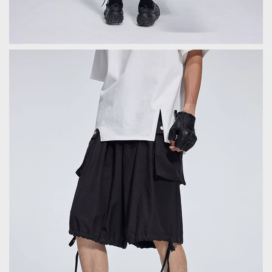 Casual Three Color Pocket Drawstring Shorts