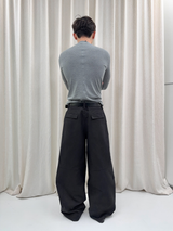 Black Gray Lightweight Washed Parachute Pants