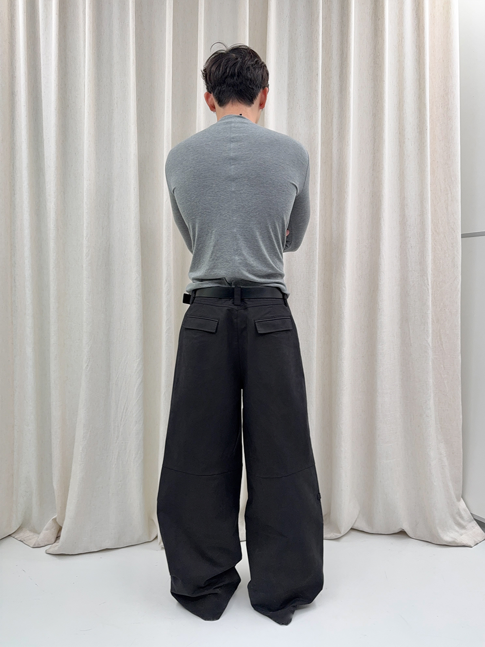 Black Gray Lightweight Washed Parachute Pants