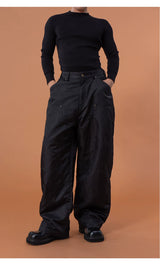 Men's Black Windproof Warm Cargo Pants