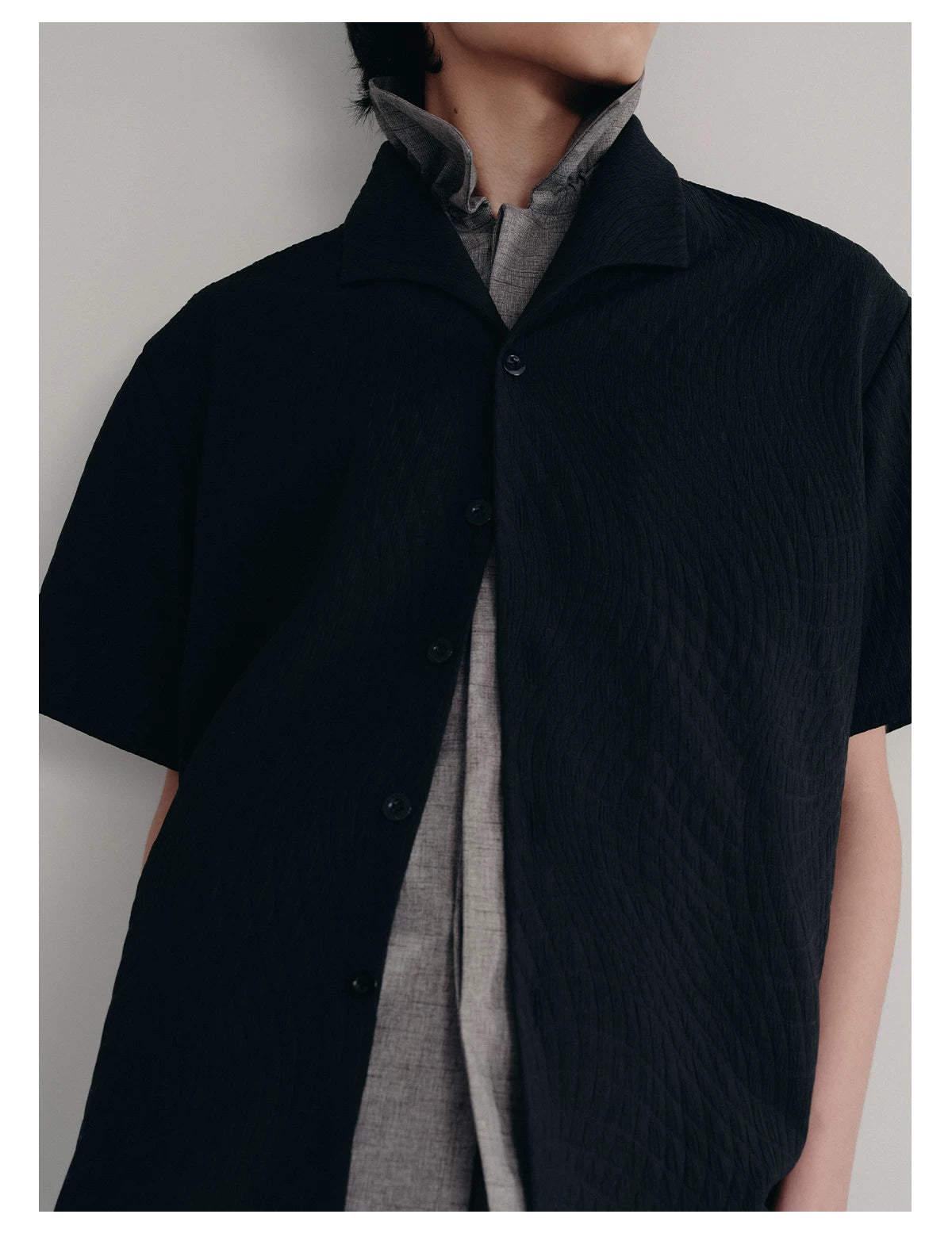 Seagull Collar Leaf Jacquard Shirt