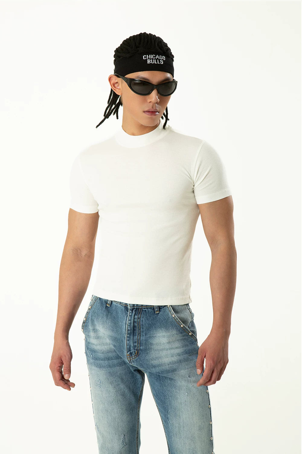 Men's Black Slim Short-sleeved Knit Tees