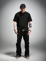 Black Boxy Short Sleeve Modal Tee