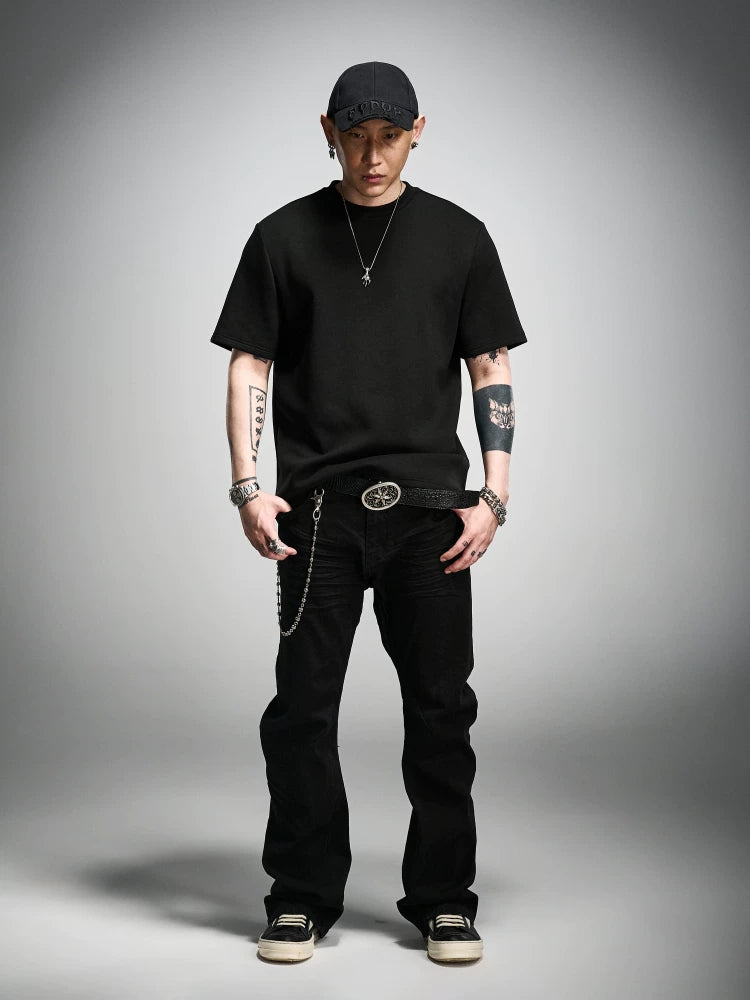 Black Boxy Short Sleeve Modal Tee