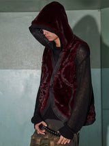 Vintage Reversible Sparkling Spider Fleece Vest