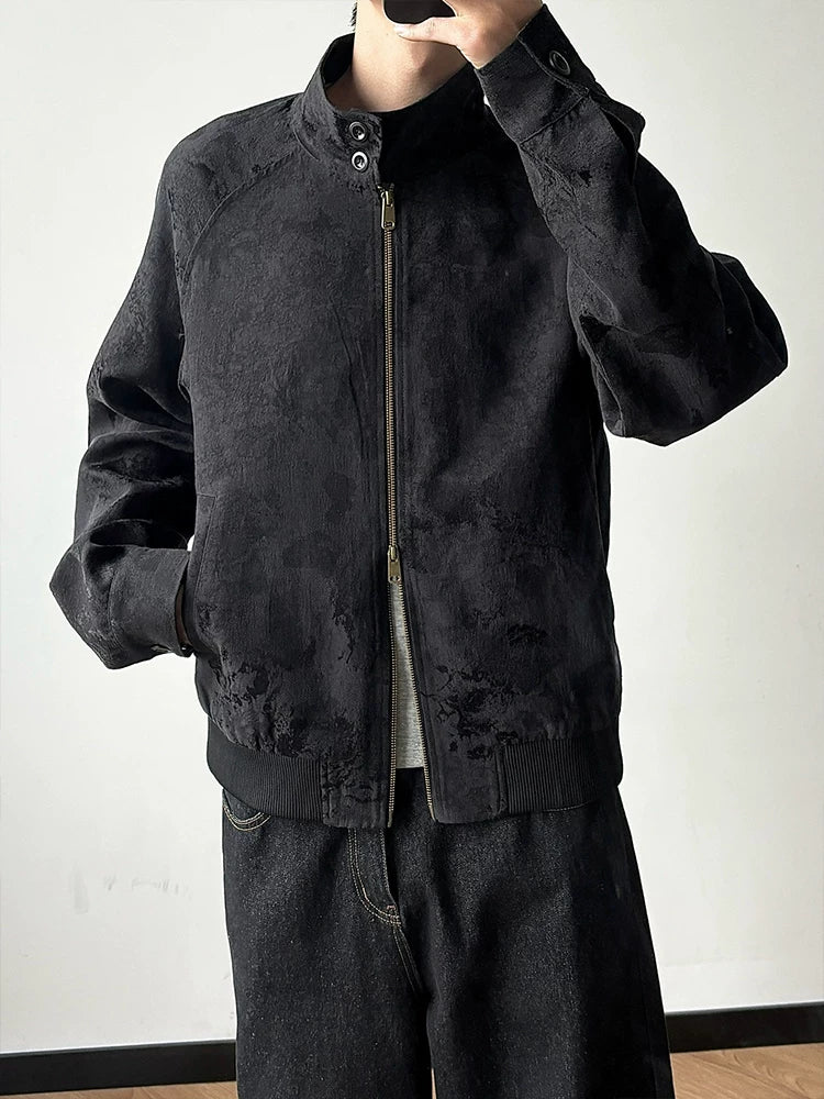 Men's Linen Floral Jacquard Harrington Jacket