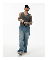Vintage Sleeveless Grey Suit Vest