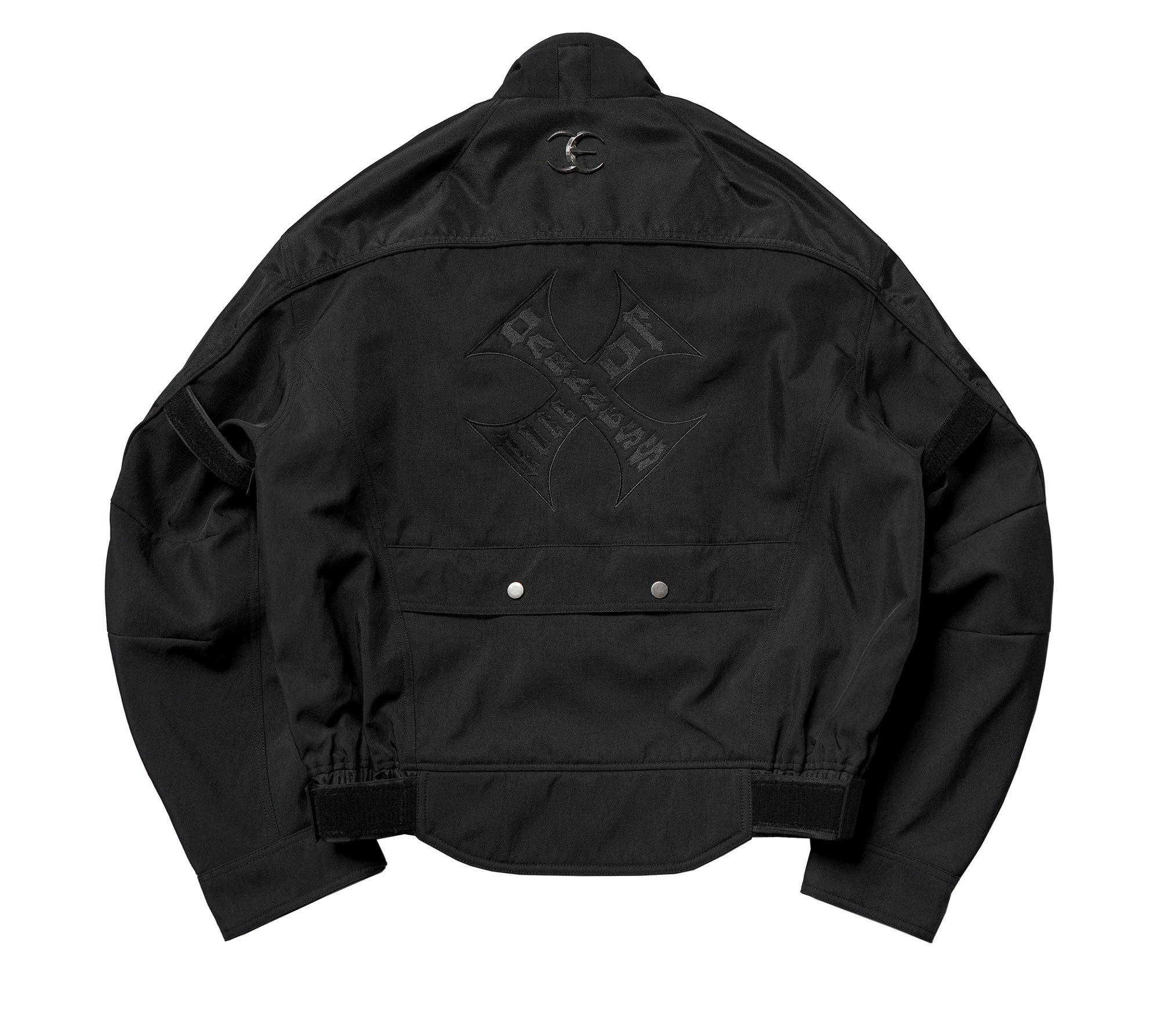 Loose Dark Curved Nylon Biker Jacket