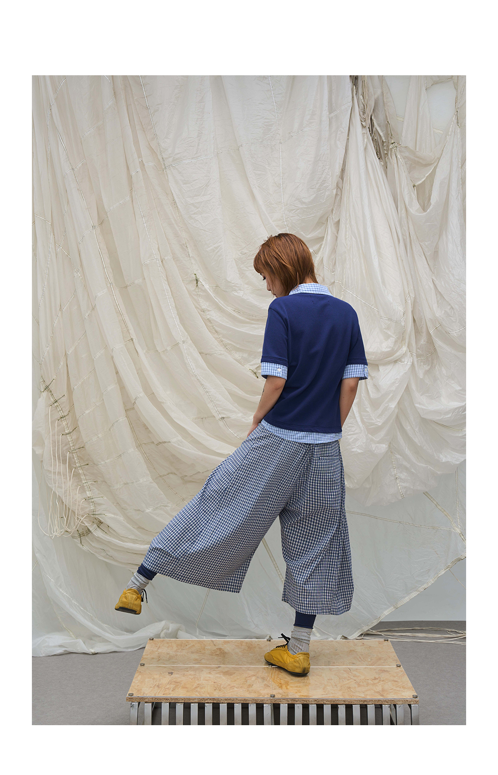 Detachable Plaid Pleated Cropped Pants