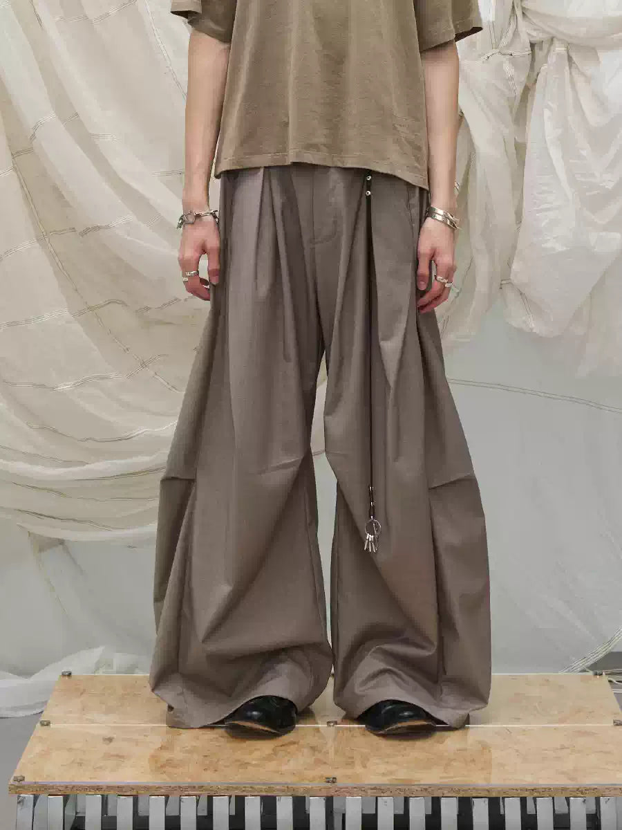 Loose Draped Pleated Curved Trousers