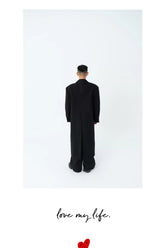Men's Long Woolen Shoulder-padded Coat