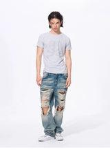 Men’s Rhinestone Skull Striped Tees