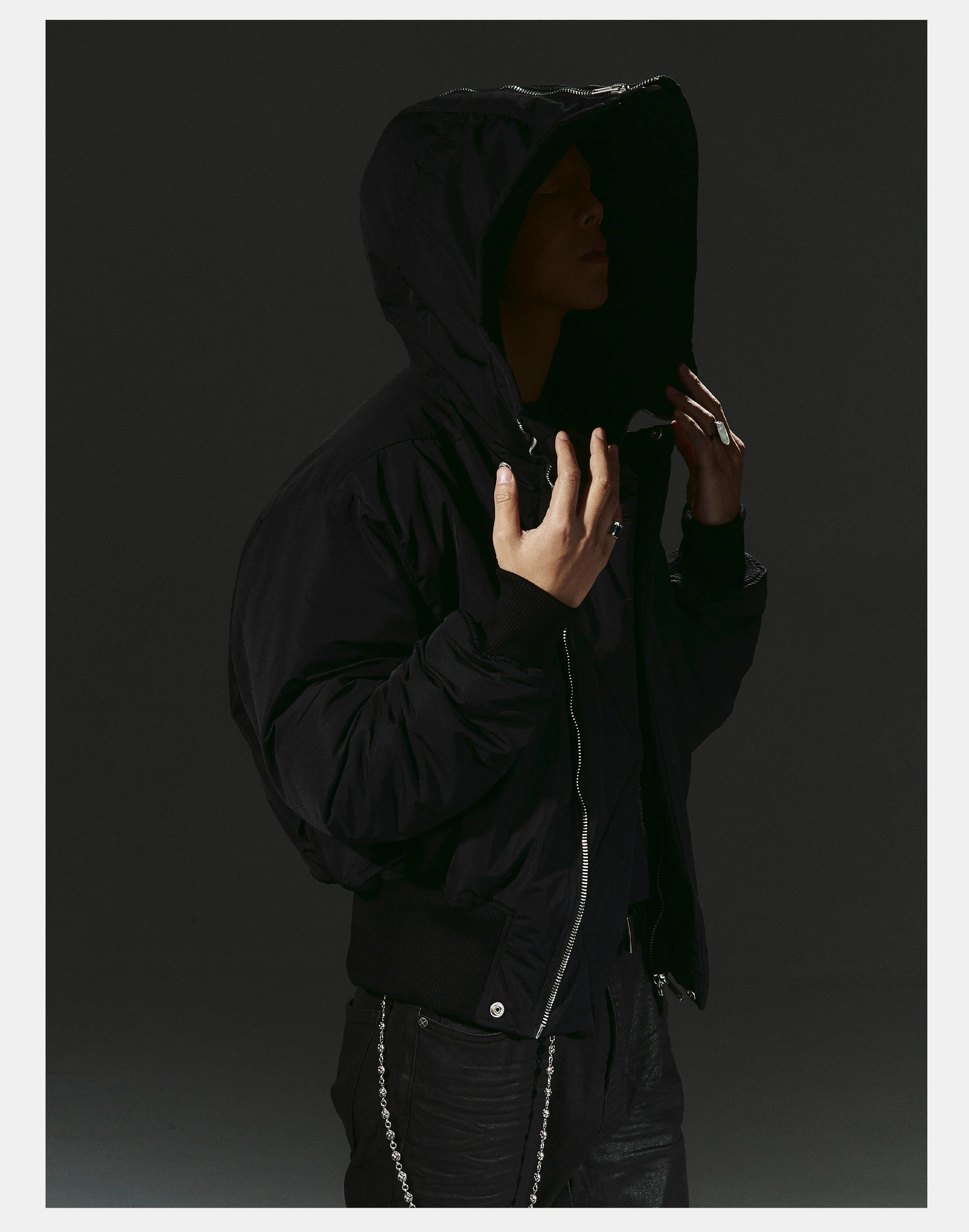 Dark 3M Oversized Hooded Bomber Jacket