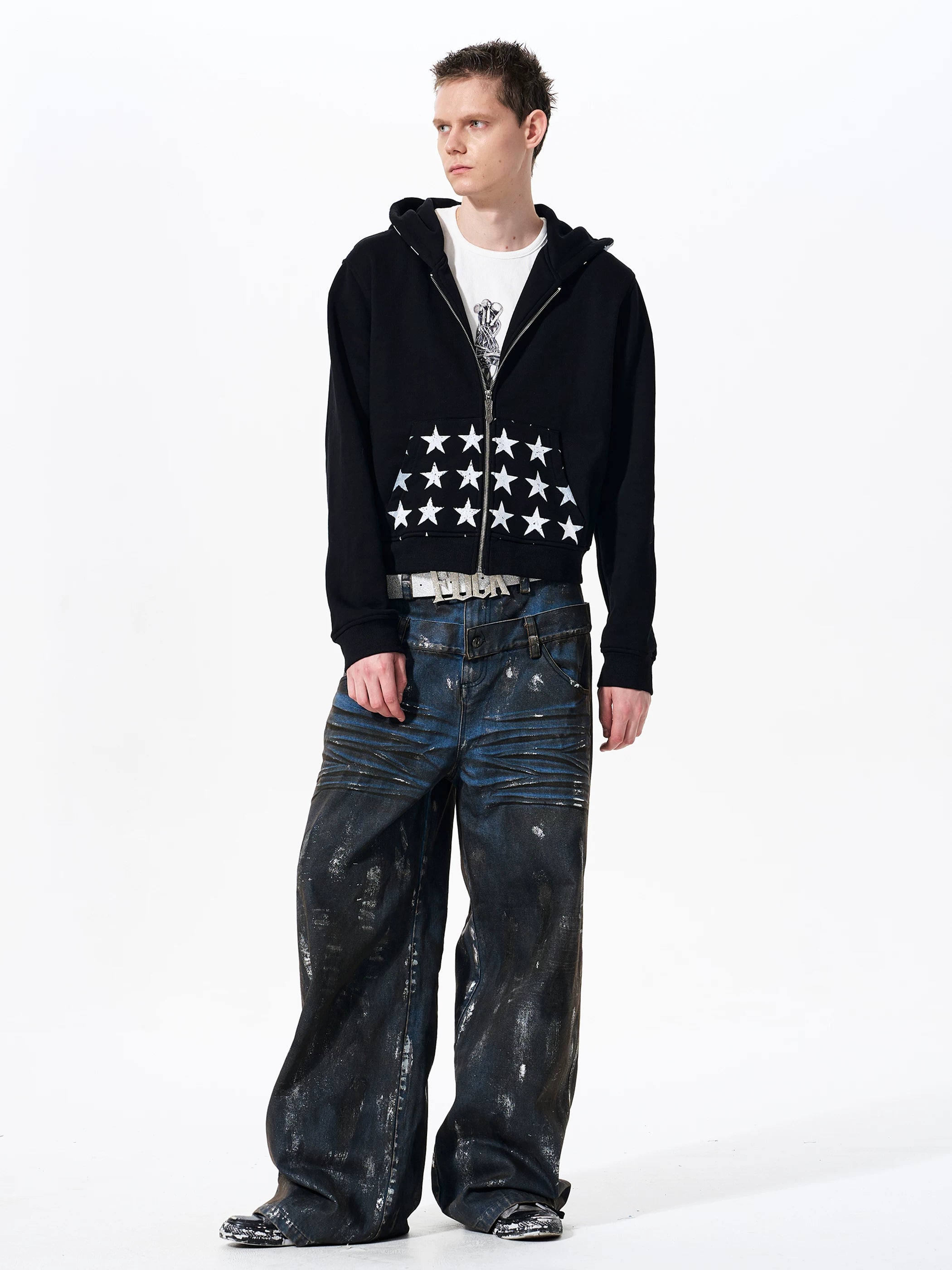 Men's Star Printed Hooded Jacket