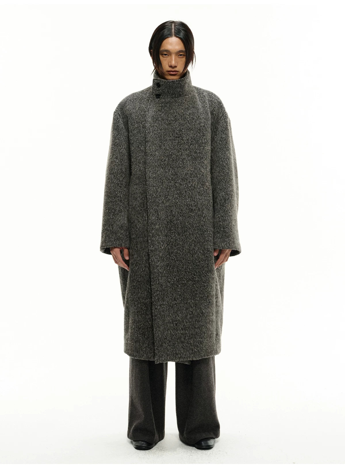 Pleated Back Wrap Cocoon Coat