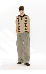 Men's Summer Contrast Diamond Knit Polo