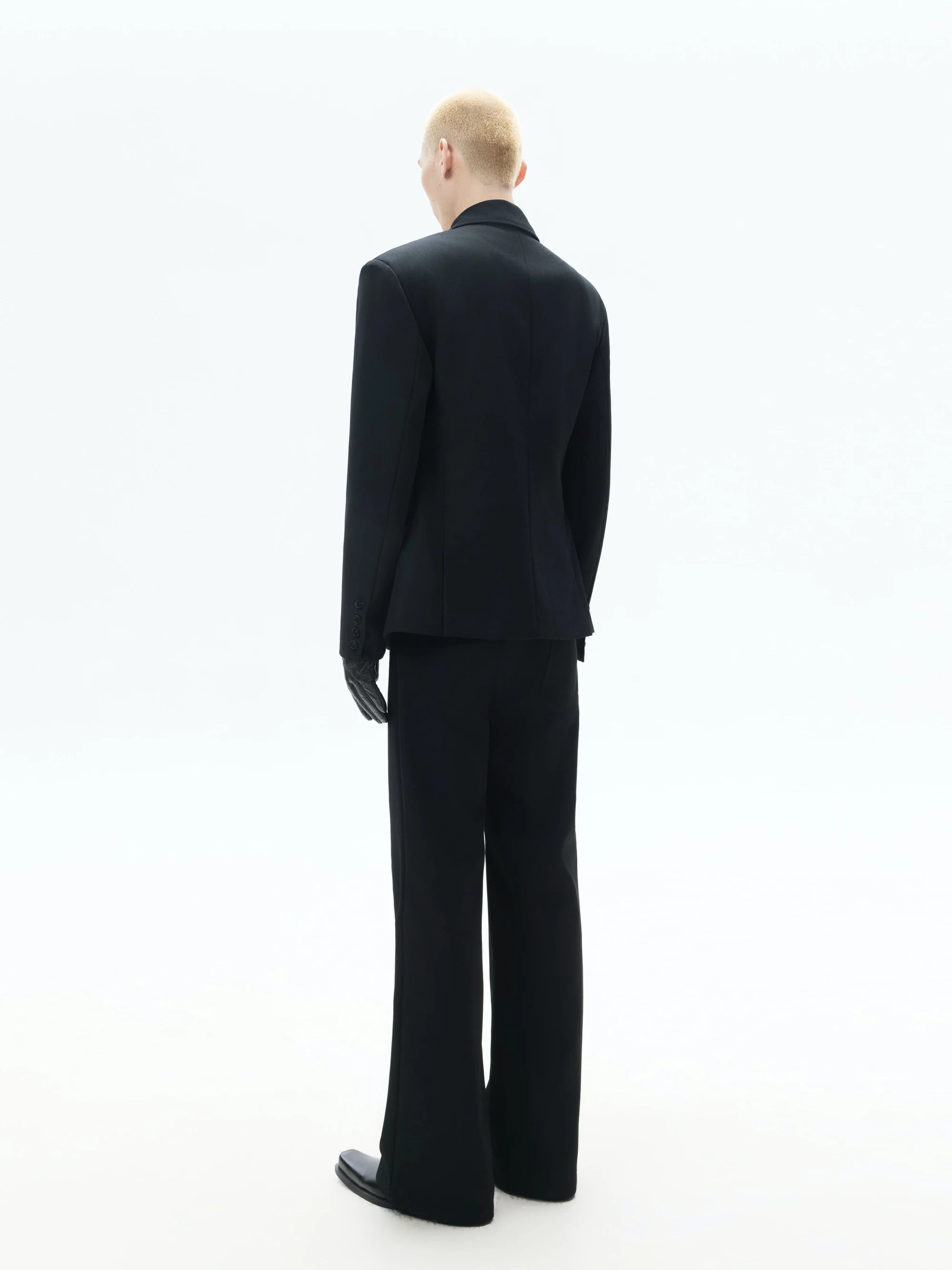 Loose Black Double-breasted Tailored Blazer
