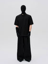 Asymmetric Slant Collar Short Sleeve Shirt