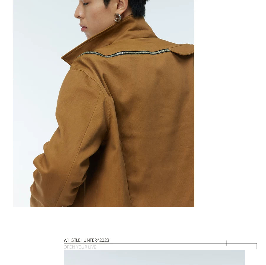Unisex Two-Tone Irregular Short Multi-Zip Jackets