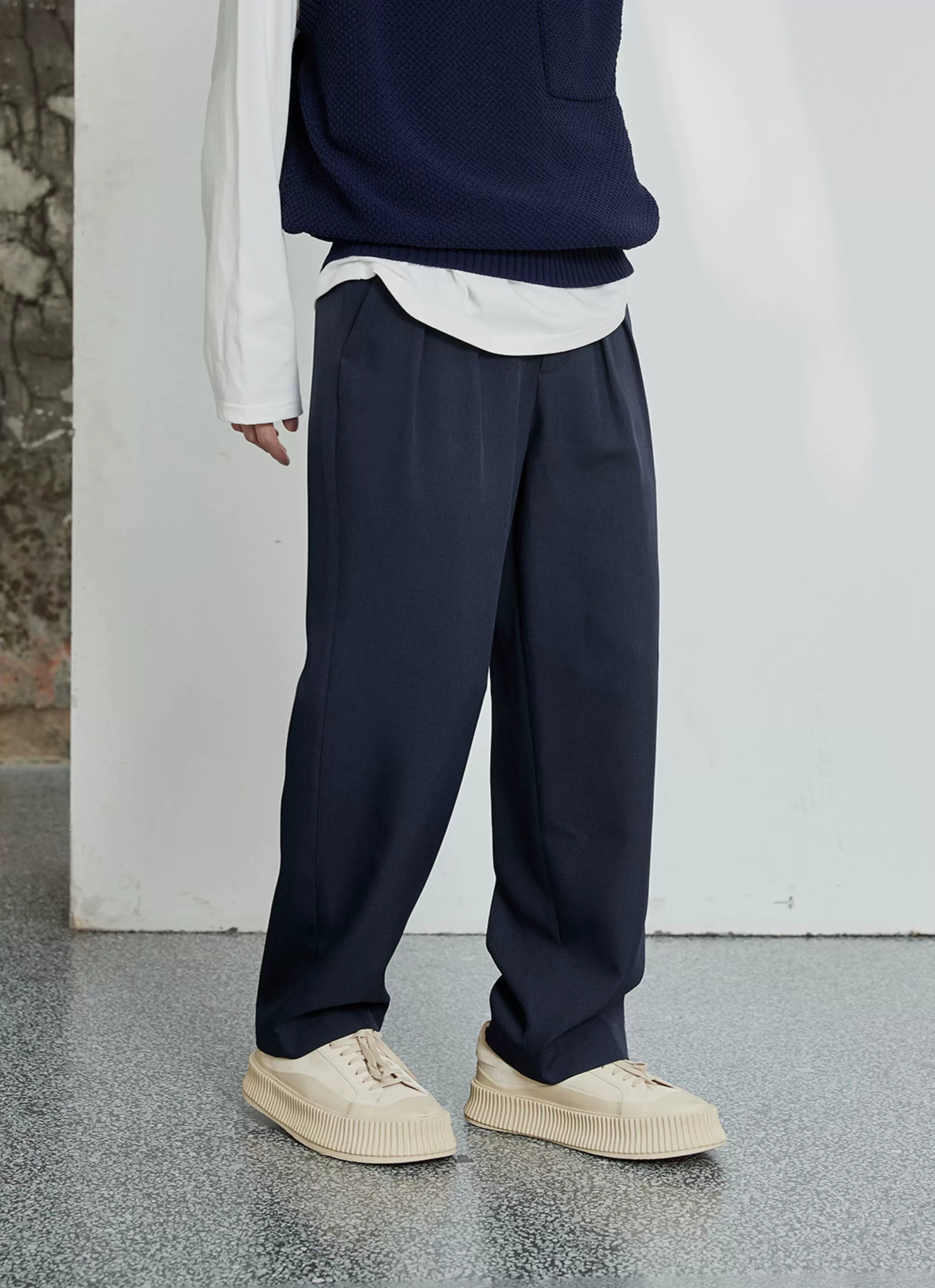 Pleated Wide Leg Suit Pants