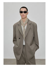 Casual Notched Lapel Wool Blend Blazer