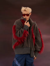 Oversized Plush Patchwork Punk Coat