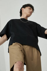 Draped Drawstring Elastic Waist Pleated Shorts