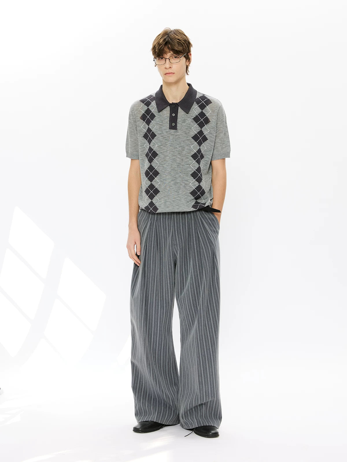 Men's Summer Contrast Diamond Knit Polo