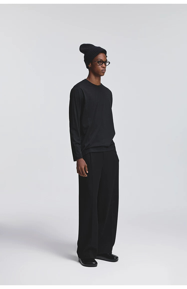 Pleated Elastic Waist Brushed Twill Slacks