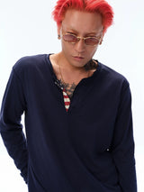 Men's Vintage Washed Slub Cotton Henley