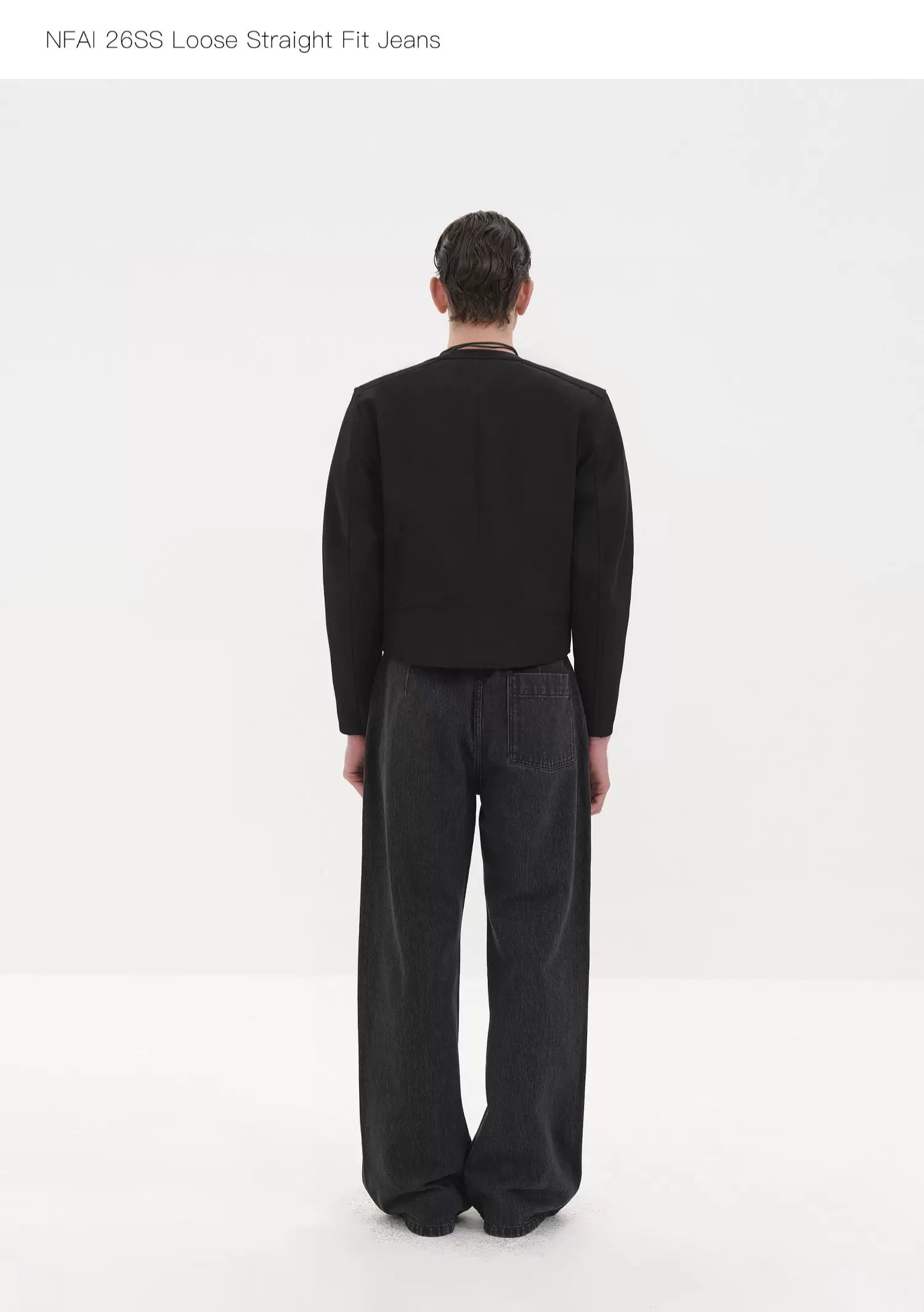 Fitted Straight Leg Patchwork Black-White-Blue Jeans
