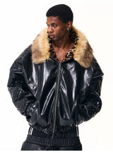 Men's Reversible Quilted Leopard Leather Jacket