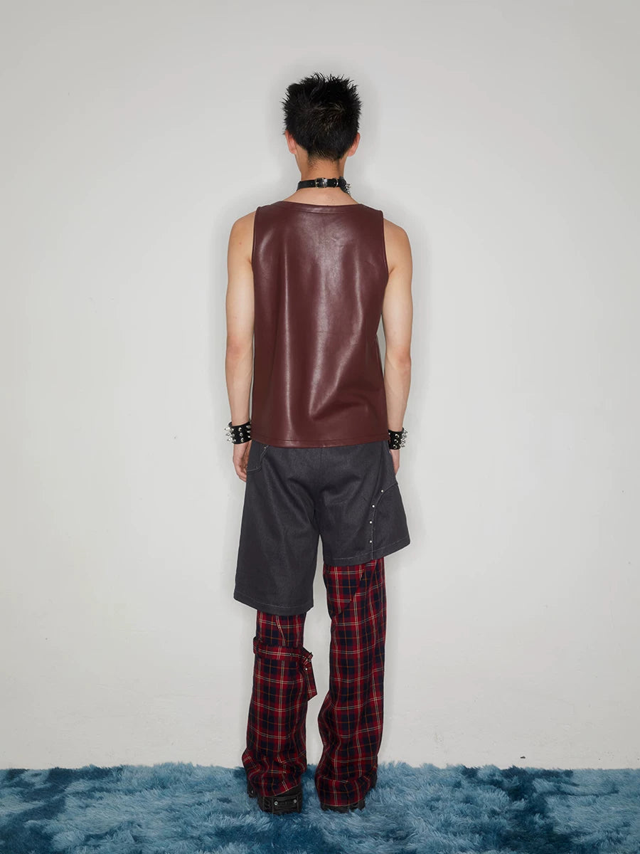 Y2K Punk Lace-Up Plaid Cargo Pants
