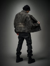 Loose Heavy Washed Distressed Denim Jacket