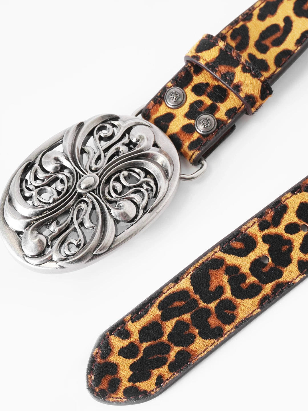 Vintage Leopard Print Horsehair Leather Belt