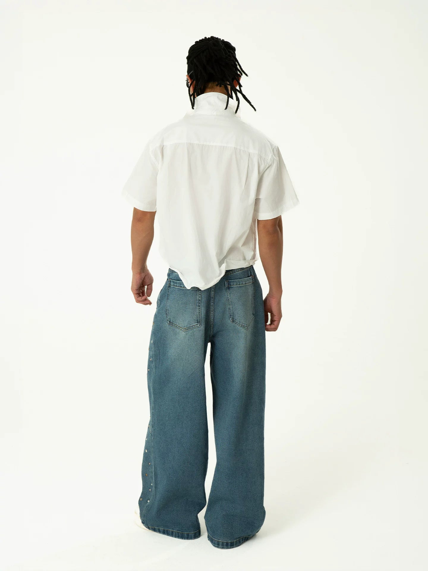 Unisex Loose White Cropped Short-sleeve Shirts