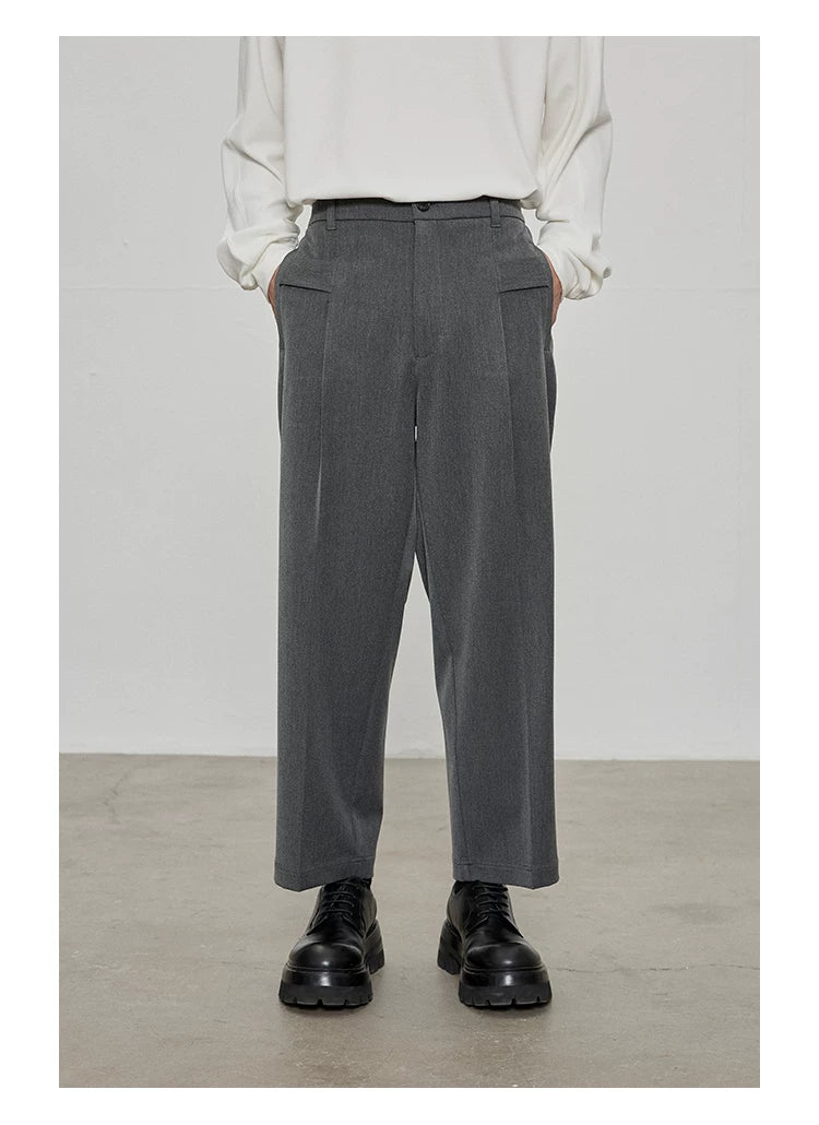 Casual Cropped Elastic Waist Pants