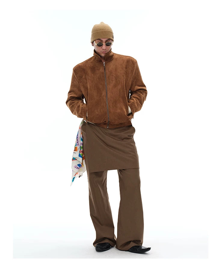Unisex Vintage Suede Lapel Jacket