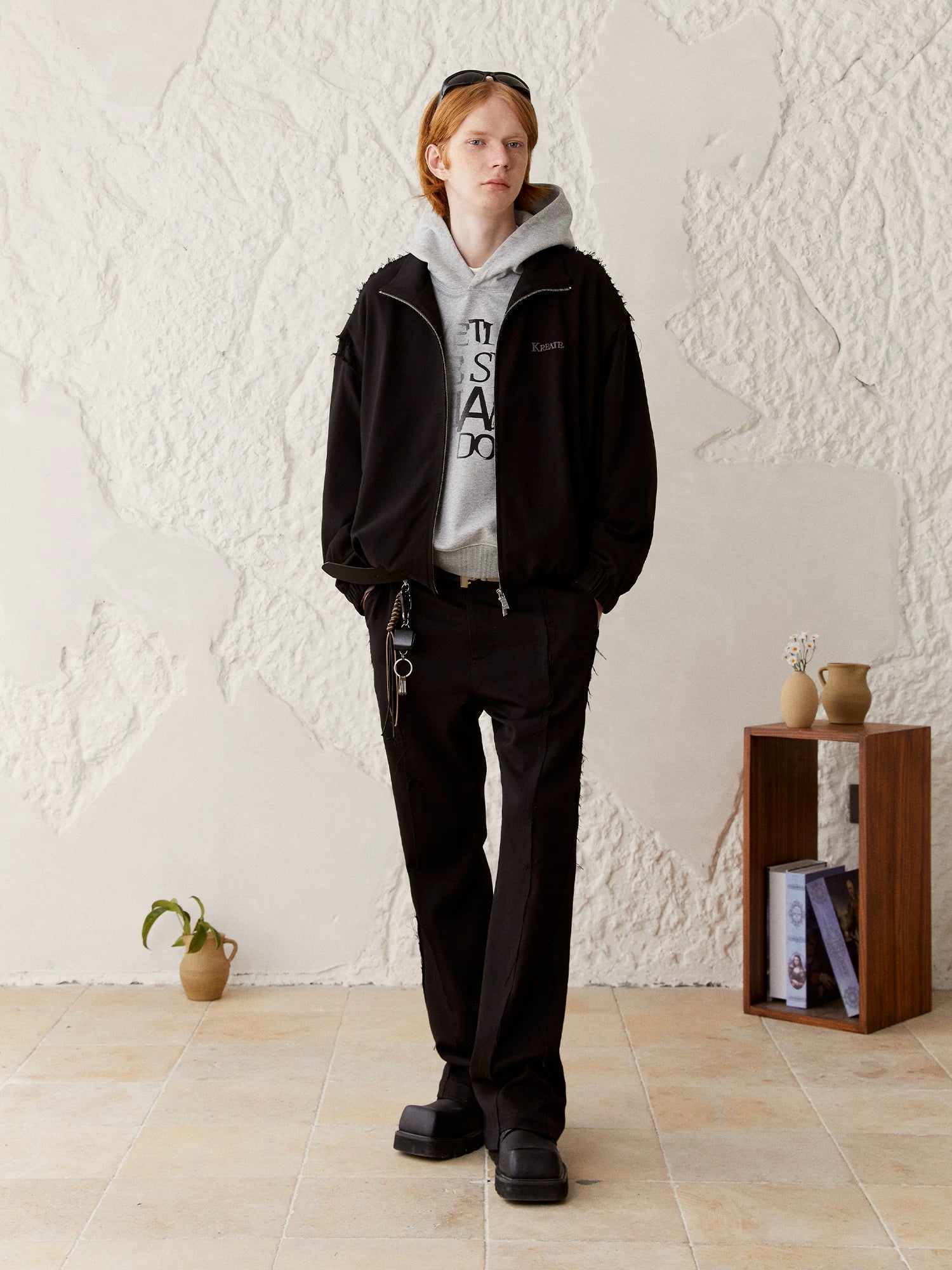 Men's Drapey Frayed Flared Dress Pants