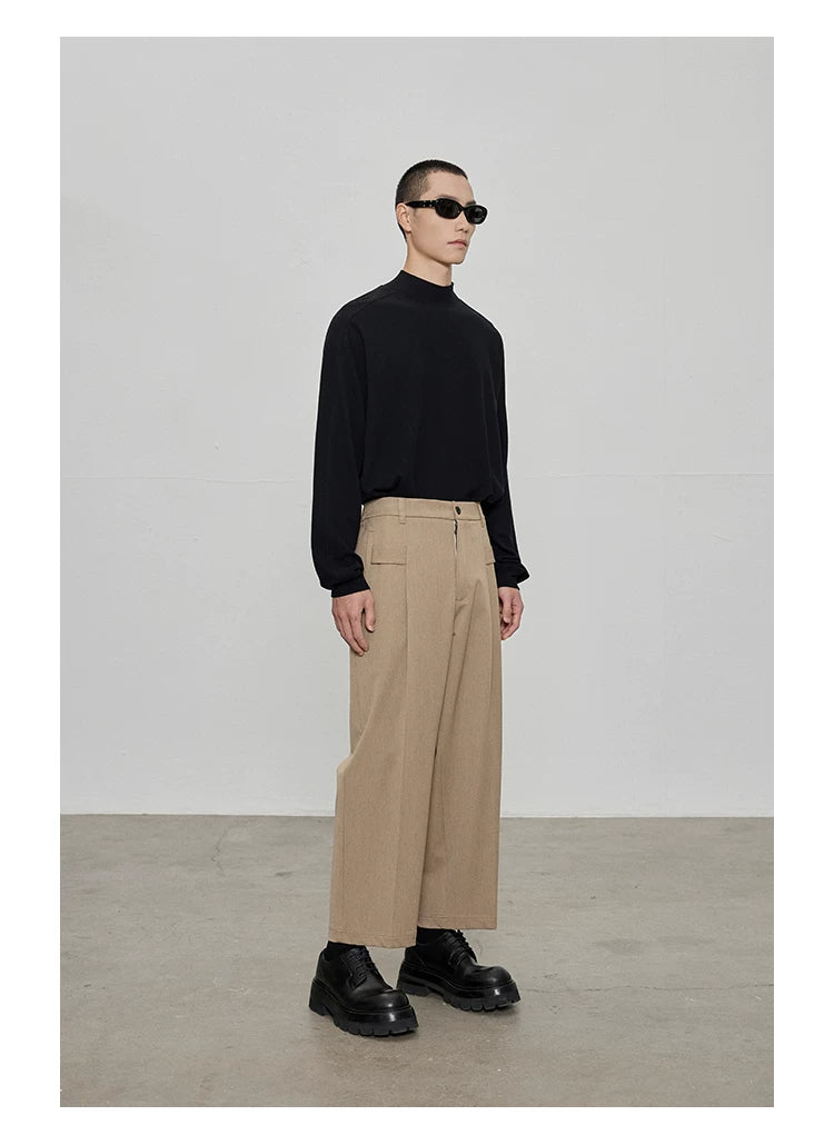 Casual Cropped Elastic Waist Pants