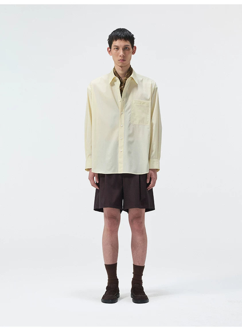 120S Wool Blend Pocket Casual Shirt